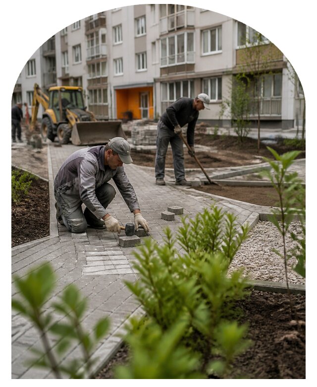 Благоустройство двора многоквартирного дома в Кимовске